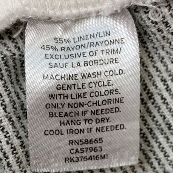 Susina Linen Blend Black White Striped Drawstring Waist Pants - Picture 9 of 11